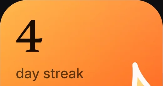 A 4 day streak card from the app